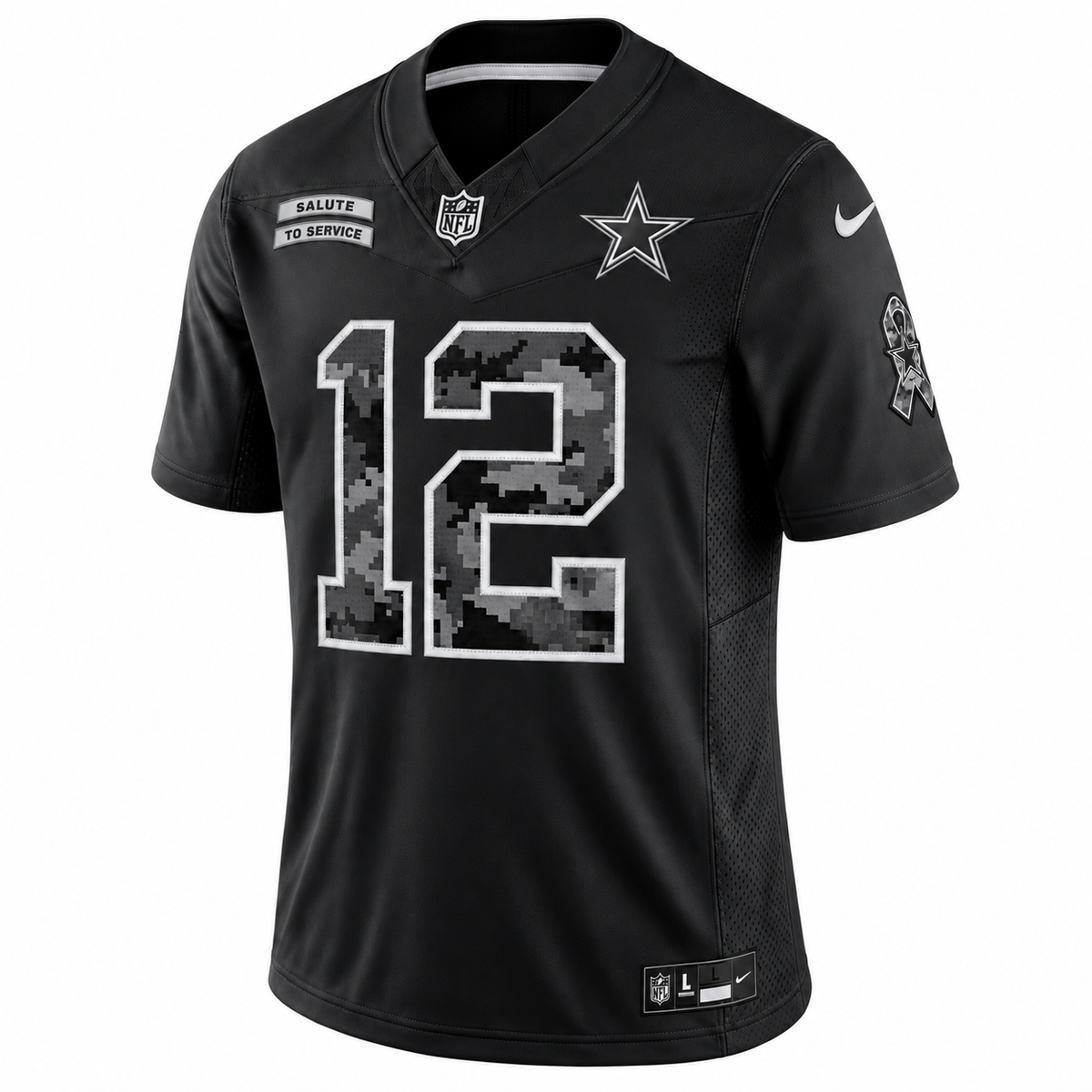 Men’s Roger Staubach #12 Dallas Cowboys Black Salute to Service Stitched Limited Jersey