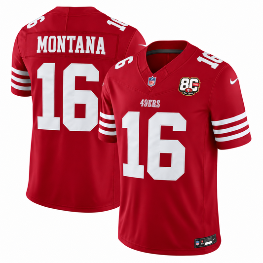 Men's Joe Montana #16 San Francisco 49ers Team Vapor F.U.S.E. Stitched Limited Jersey