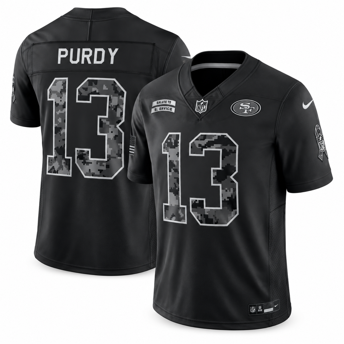 Men’s Brock Purdy #13 San Francisco 49ers 2026 Salute to Service Stitched Limited Jersey – Black