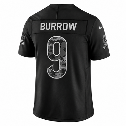 Men’s Joe Burrow #9 Cincinnati Bengals Black Salute to Service Stitched Limited Jersey