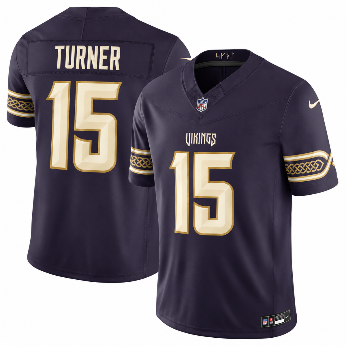 Men’s Dallas Turner #15 Minnesota Vikings Purple Rivalries Collection Stitched Limited Jersey