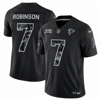 Men’s Bijan Robinson #7 Atlanta Falcons Salute to Service Football Fan Jersey – Black