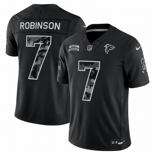 Men’s Bijan Robinson #7 Atlanta Falcons Salute to Service Football Fan Jersey – Black
