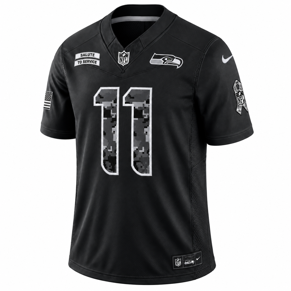 Men’s Jaxon Smith-Njigba #11 Seattle Seahawks 2026 Salute to Service Stitched Limited Jersey – Black