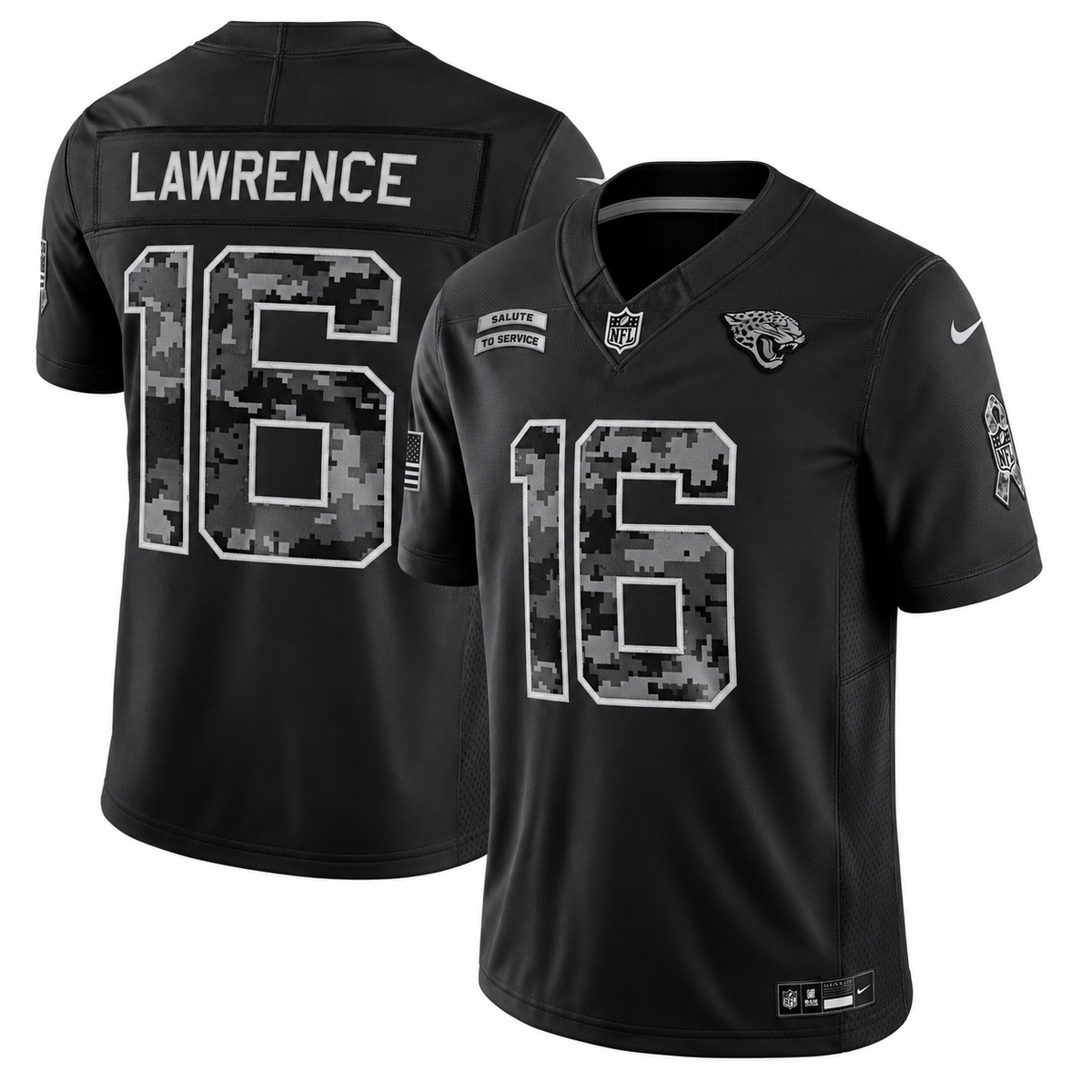 Men’s Trevor Lawrence #16 Jacksonville Jaguars Black Salute to Service Stitched Limited Jersey