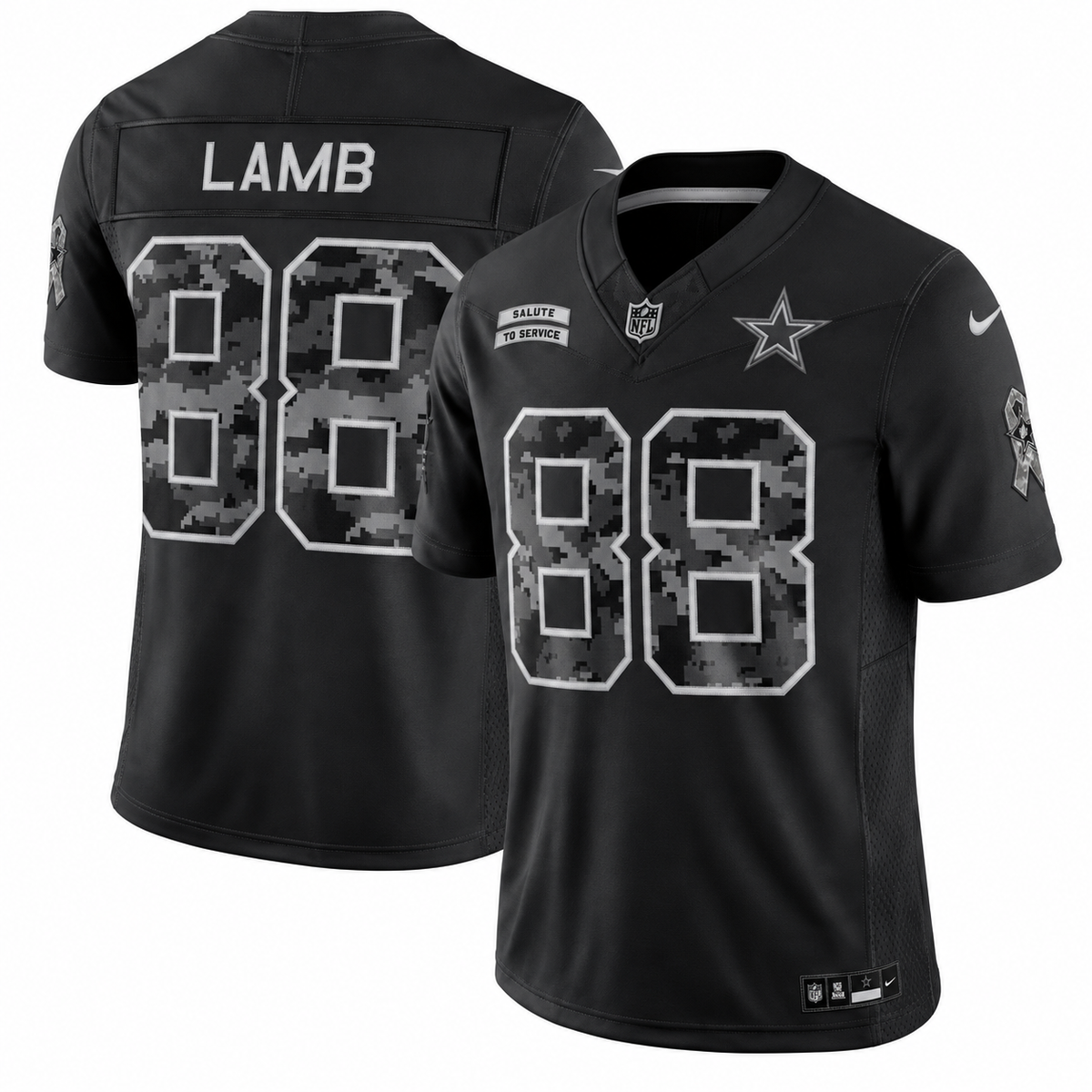 Men's CeeDee Lamb #88 Dallas Cowboys Black Salute to Service Stitched Limited Jersey