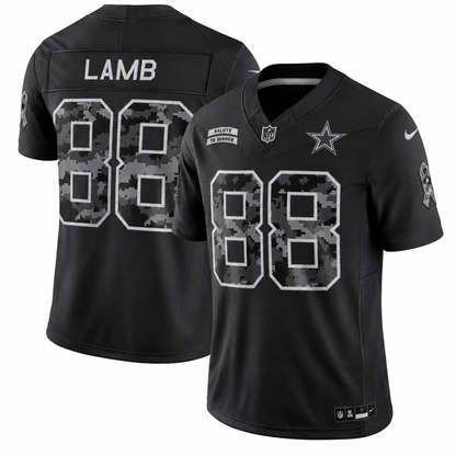 Men's CeeDee Lamb #88 Dallas Cowboys Black Salute to Service Stitched Limited Jersey