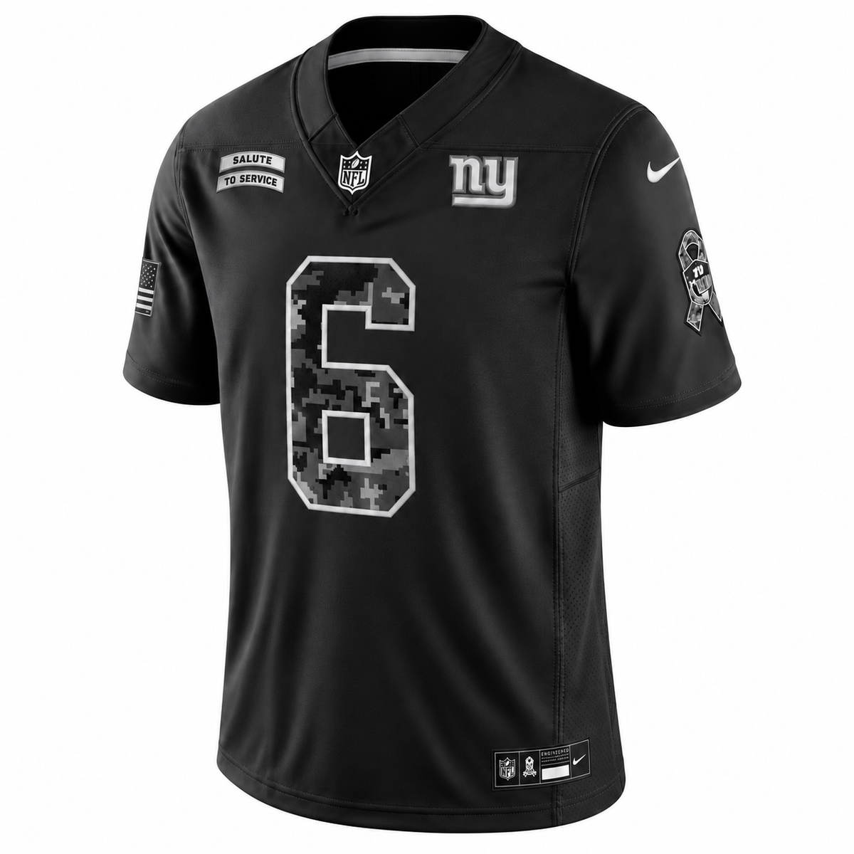 Men’s Jaxson Dart #6 New York Giants Salute to Service Football Fan Jersey – Black