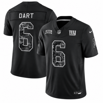 Men’s Jaxson Dart #6 New York Giants Salute to Service Football Fan Jersey – Black