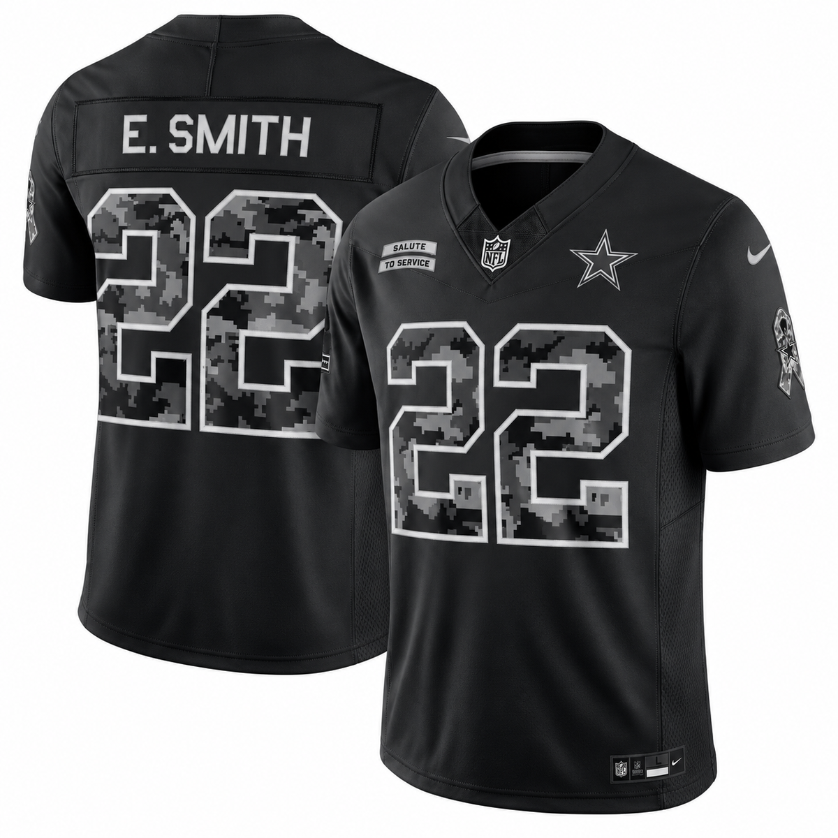 Men's Emmitt Smith #22 Dallas Cowboys Black Salute to Service Stitched Limited Jersey