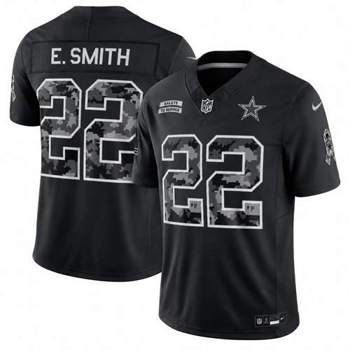 Men's Emmitt Smith #22 Dallas Cowboys Black Salute to Service Stitched Limited Jersey