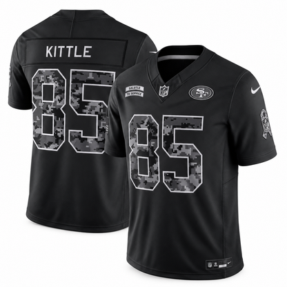 Men’s George Kittle #85 San Francisco 49ers 2026 Salute to Service Stitched Limited Jersey – Black