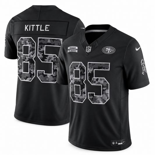 Men’s George Kittle #85 San Francisco 49ers 2026 Salute to Service Stitched Limited Jersey – Black