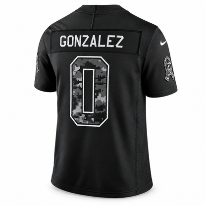 Men’s Christian Gonzalez #0 New England Patriots 2026 Salute to Service Stitched Limited Jersey – Black